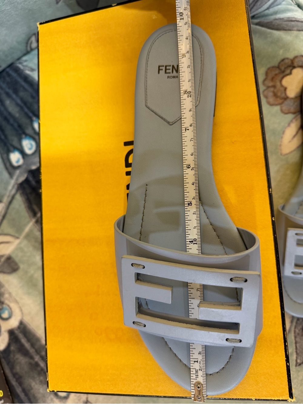 Fendi FF Baguette Baby Blue Leather Sandal Slides. Authentic! - Picture 11 of 12